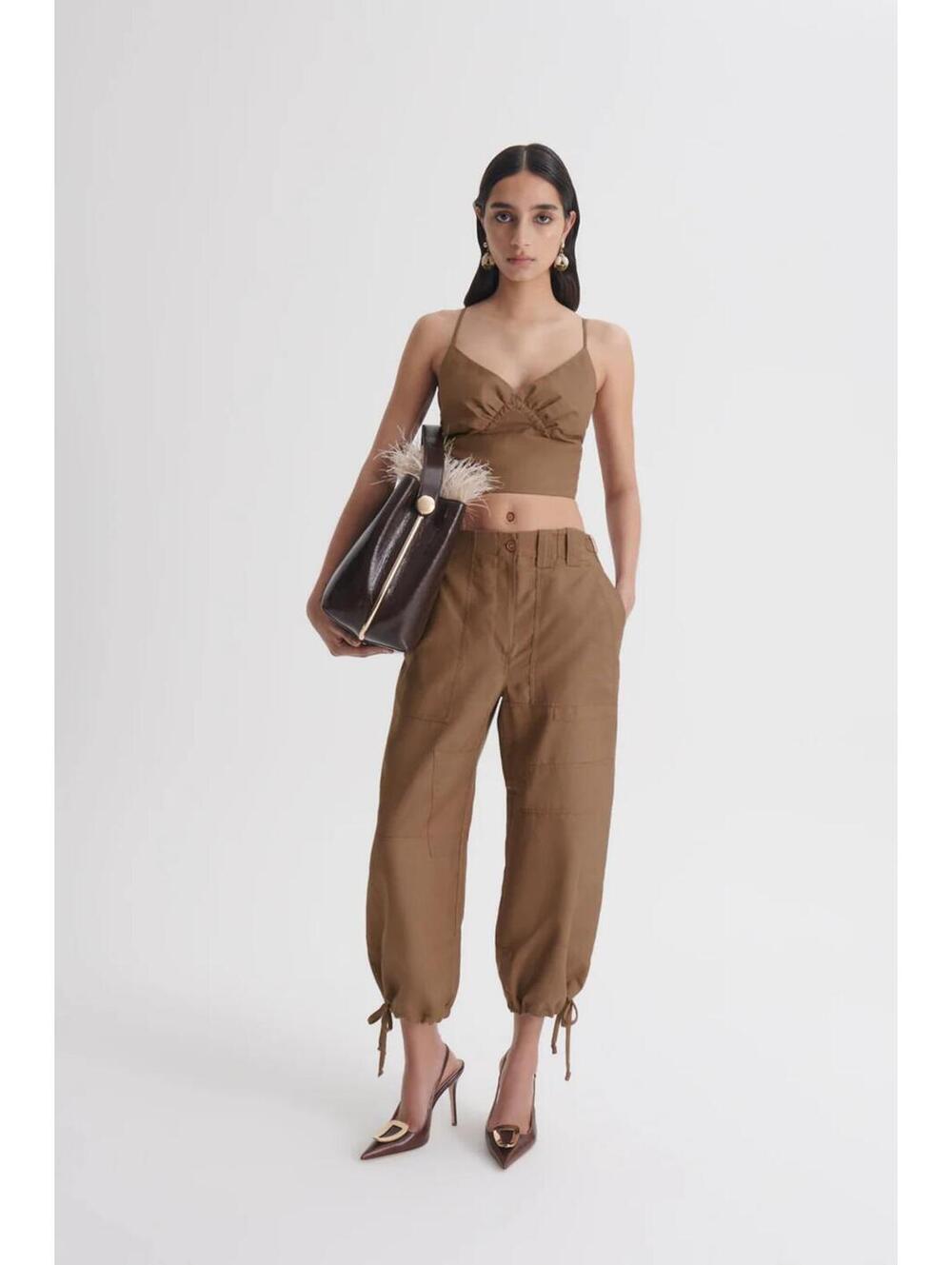 NWT matching set scanlan Theodore linen set cargo camisole+  cropped cargo pants - Picture 2 of 14